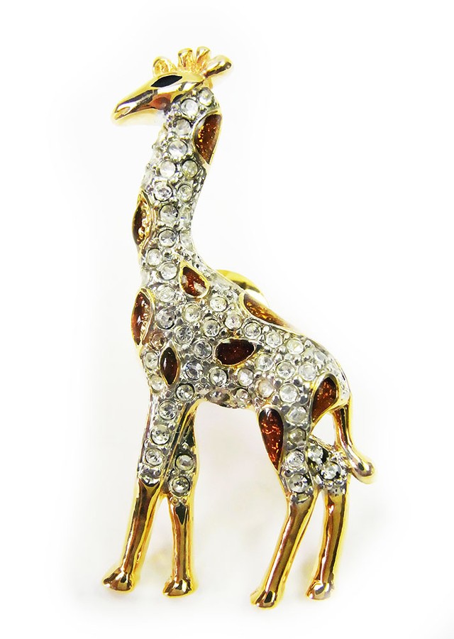 タックピン ピンブローチ キリン クリアゴールド ジラフ Caeru