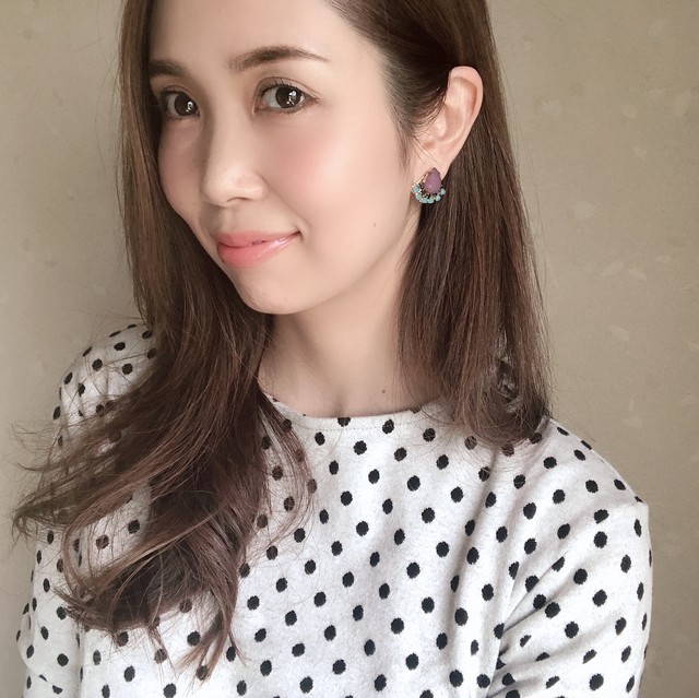 【イヤリング】人気 パープル扇イヤリング