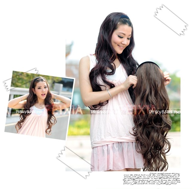 簡単カチューシャ ハーフウィッグ ロングカール 耐熱 つけ毛 ウィッグエクステ雑貨pinky Refine