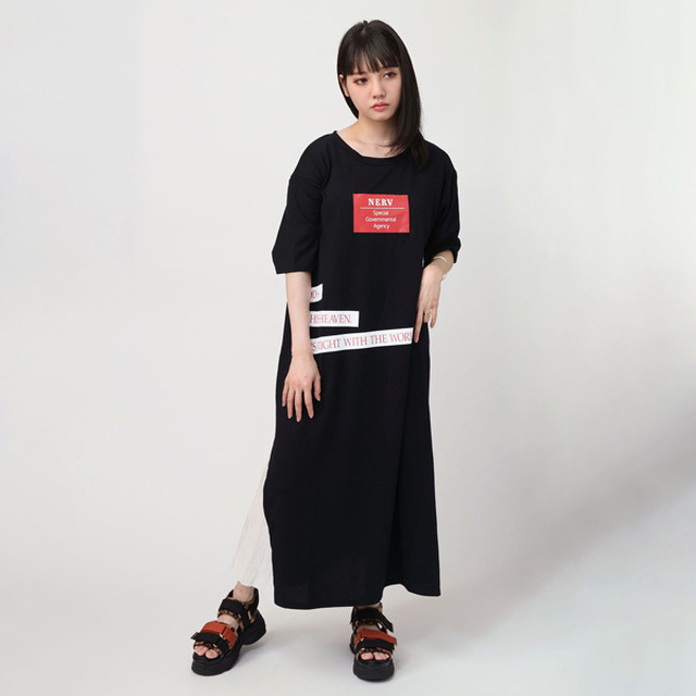 【FLOWER by RADIO EVA 024】NERV Box and Lettering Dress BLACK / EVANGELION エヴァンゲリオン