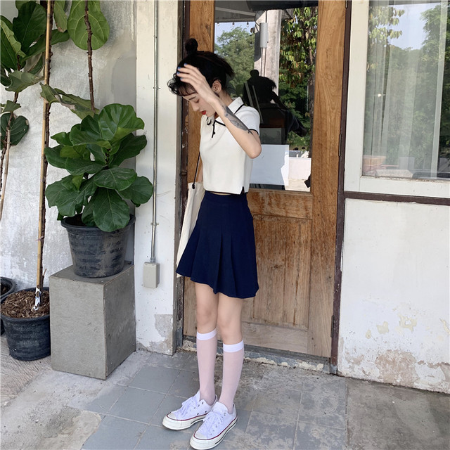 夏のカジュアルコーデに ポロシャツ ホワイト ショート丈 トップス レディース 韓国 デート ショッピング シンプル Ptnym1710 Shop Suba