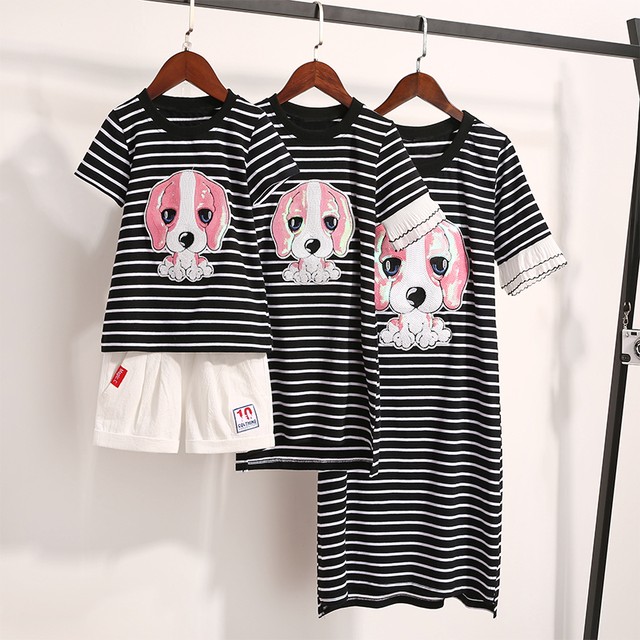 親子ペア 親子リンク リンクコーデ レディース ファッション キッズ メンズ ワンピース シャツ Tシャツ トップス セットアップ ファミリー 親子 夏 ストライプtシャツ Oyakoss Mamatoissyo