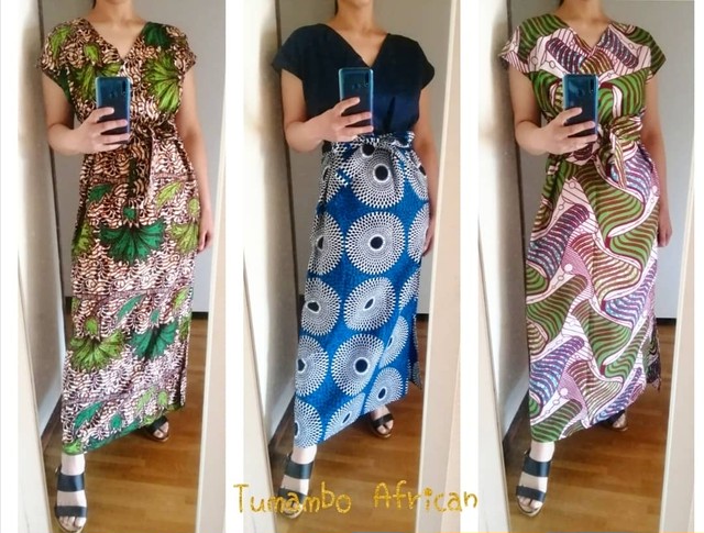 マキシワンピース アフリカ布 Tumambo African
