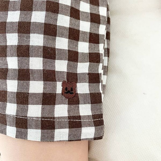 子供服 ハーフパンツ キッズ ギンガムチェック クマ 刺繍 ズボン 男の子 夏物 半ズボン 春物 かわいい 520061 Humming K