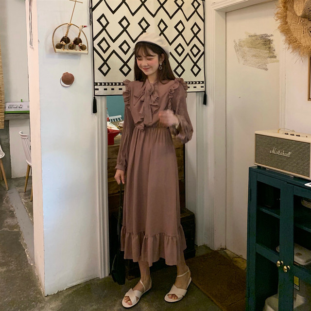 ガーリーワンピ ワンピース ガーリー ベージュ ブラック フリル 韓国 オルチャン 韓国レディースファッション通販 ポワン