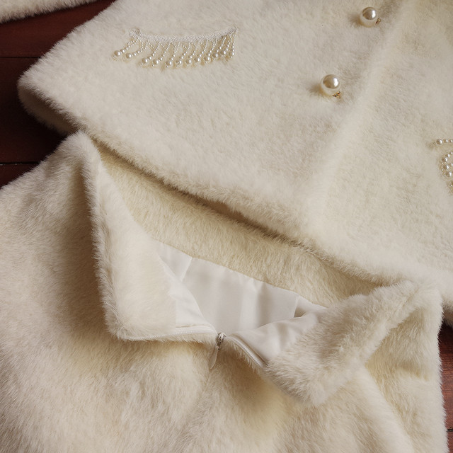 セットアップ レディース 冬 ジャケット レディース 冬 ファー フェイクファー ミニスカート ホワイト 白 大きいサイズ きれいめ かわいい Evergreen