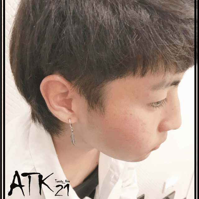 両耳用 2点セット フェザー リーフ アシンメトリー フープ フェイクピアス ノンホール パイプイヤリング メンズ レディース ユニセックス アクセサリー Fp Atk21