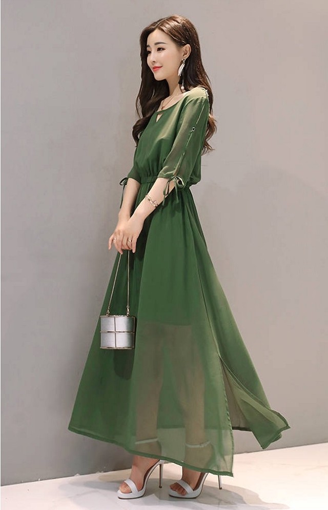 リゾートワンピ リゾート 春 夏 ワンピース 大人 上品 ワンピ 半袖 ドレス ロングドレス ボヘミアン マキシドレス マキシ シフォン お出かけ ロングワンピース Ys0615 Fashion Mille