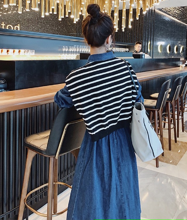 ワンピース レディース 春 40代 50代 長袖 デニム シャツ Mitchie Mary