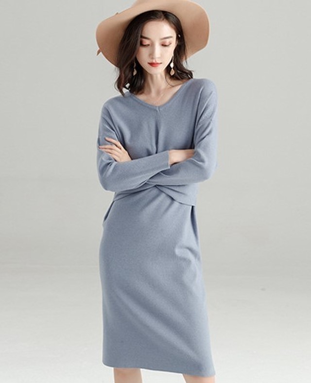 ワンピース レディース ひざ丈 ロングワンピース 長袖 無地 黒 秋冬 M L フォーマル お呼ばれ きれいめ 通勤 オフィス Takezo4649