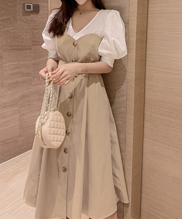 落ち着いたベージュワンピース 1053 North Country