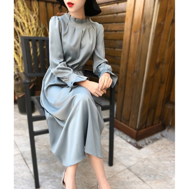 商品詳細 結婚式 パーティードレス ワンピース ワンピ お呼ばれ 二次会 披露宴 パフスリーブ マキシ ミモレ丈 ピンク ブルー 洗練された フォーマル 40代 30代 代 袖付 ミセス レディース タイト オシャレ Favoritdress