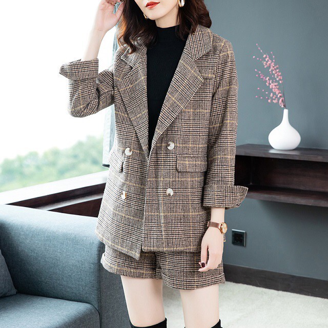 即納 レディース セットアップ グレンチェック スーツ パンツスーツ ブレザー ジャケット アウター 大きいサイズ 通勤 オフィス 代 30代 アラサー S M L Xl 2xl 秋 冬 At905 Sunny Place