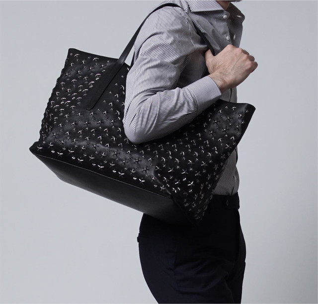 16 Jimmy Choo ジミーチュウ Pimlico ピムリコ M メンズ 大容量 マルチ スタッズ レザー トート バッグ 黒 メンズ定番の大容量モデル Dearlive Tokyo ディアライブ東京