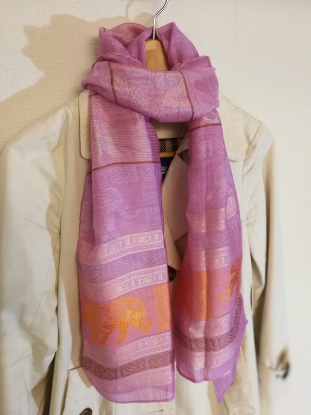 タイシルク スカーフ ピンク タイ雑貨サロン Siamneko シャムネコ