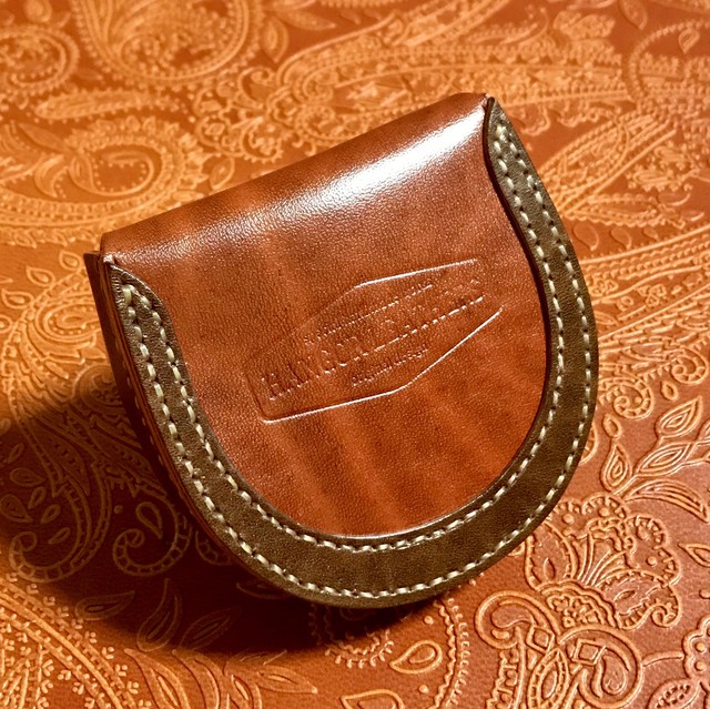 馬蹄型コインケース Coin Case ルガト オレンジmix 馬蹄型革パッチ付 Coin Purse 小銭入れ ハンドメイド 革小物 Hangor Leathers Hangor Leathers