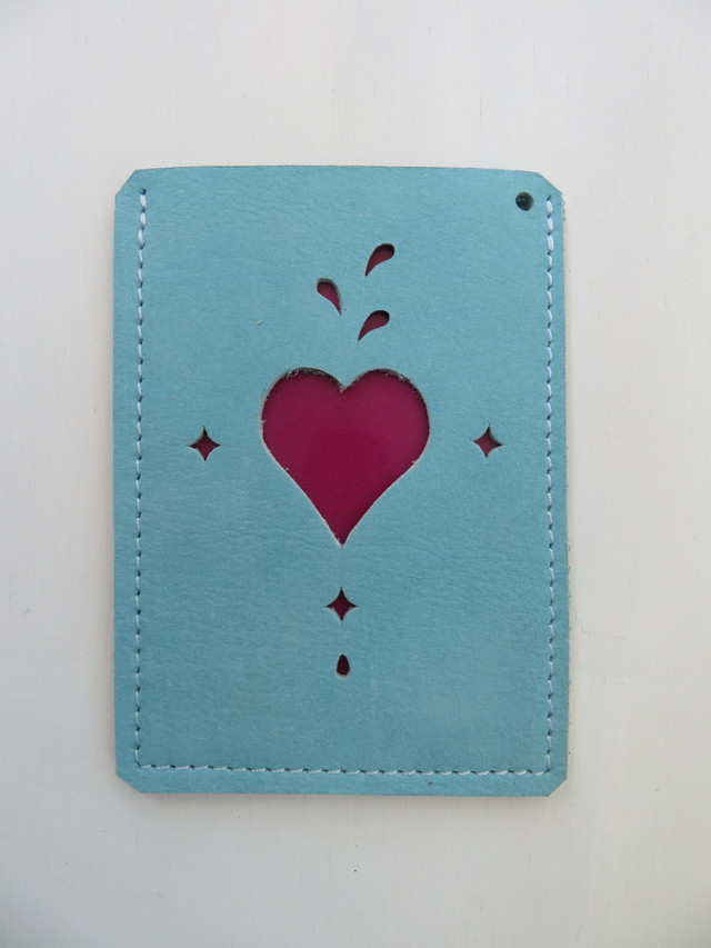 パスケース シンプルデザイン水色 Ikoinkar