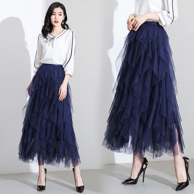 ボリューミー シフォンスカート ロング ふんわり 秋 レディース スカート エレガント きれいめ フェミニン 無地 御呼ばれ 30代 40代 ボリューム カラバリ豊富 Hr3 Raxia ラクシア