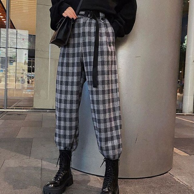 パンツ ボトムス チェック アンクルタイド ジョガーパンツ ダンス衣装 お揃い 大きいサイズ A1125 Happinessshop ハピネスショップ レディース ファッション アイテム トレンド