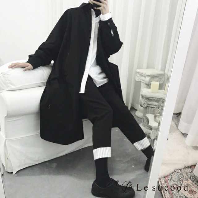 髪型 ラブリーロングコート 黒 メンズ