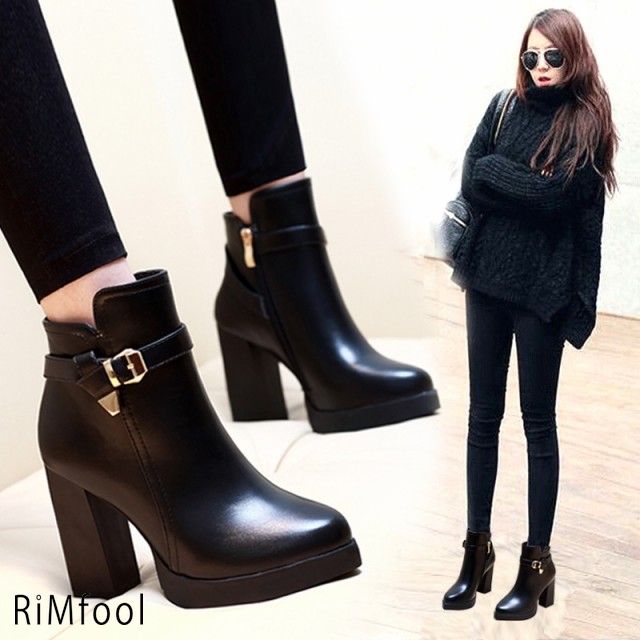 新作ショートブーツ レディース 黒 ショートブーツ レディース ブーツ 靴 厚底 ショート ブーツ 歩きやすい Xt 045 Rimfool