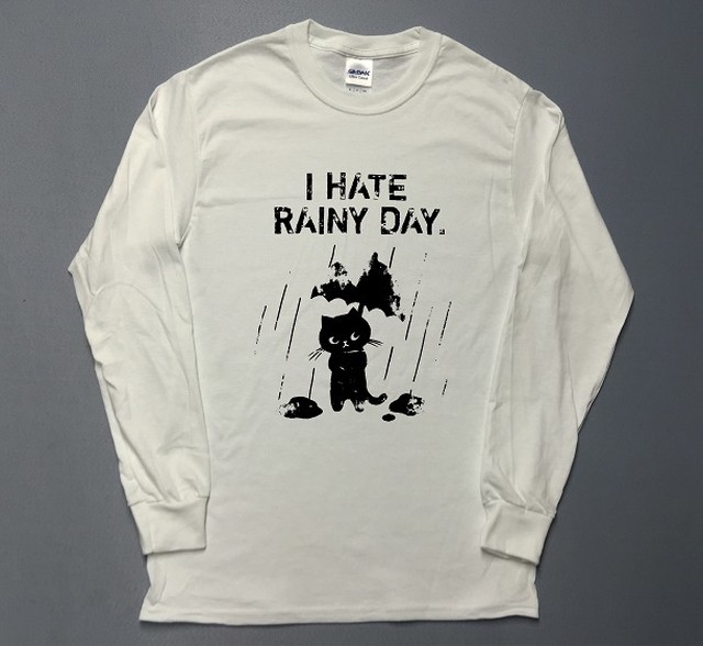 雨の日が嫌な猫 イラスト ロゴ 長袖 プリント ロングtシャツ Utn3 Unou