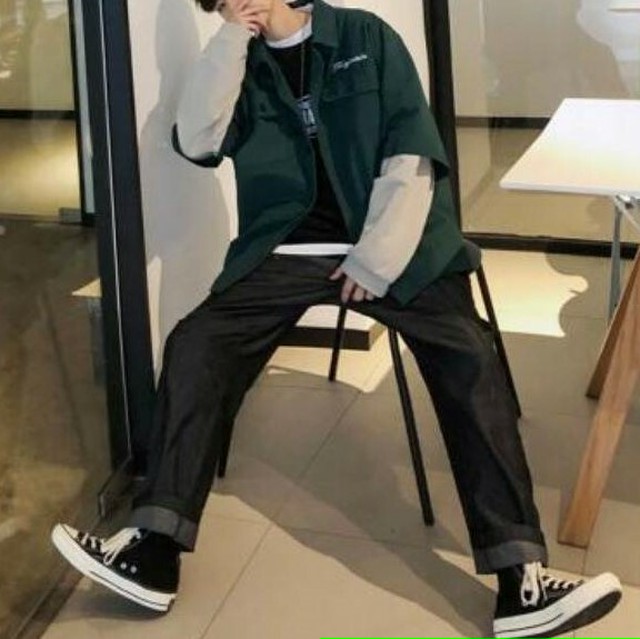 フェイクレイヤード スウェット シャツ コットン ジャケット ストリート カジュアル メンズ オーバーサイズ 取寄 発送目安14 21日営業日 Laff Store For Men ショップ情報 配送スケジュールを必ずご確認下さい