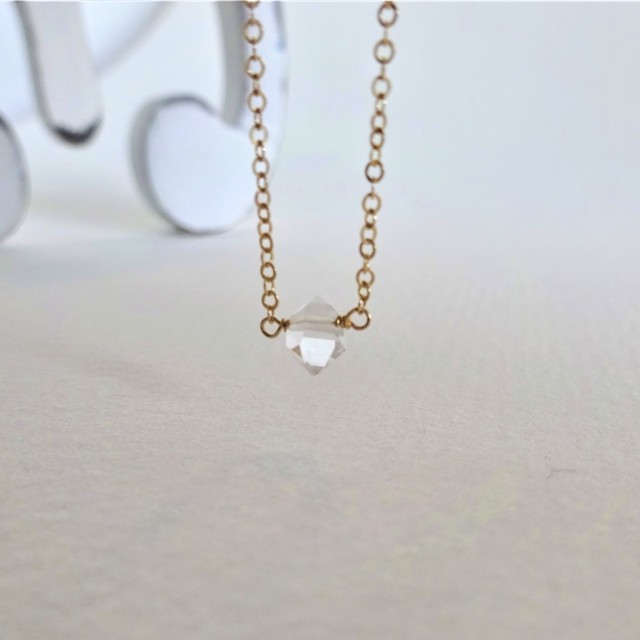 送料無料 14kgf Aaa Herkimerdiamond One Stone Necklace