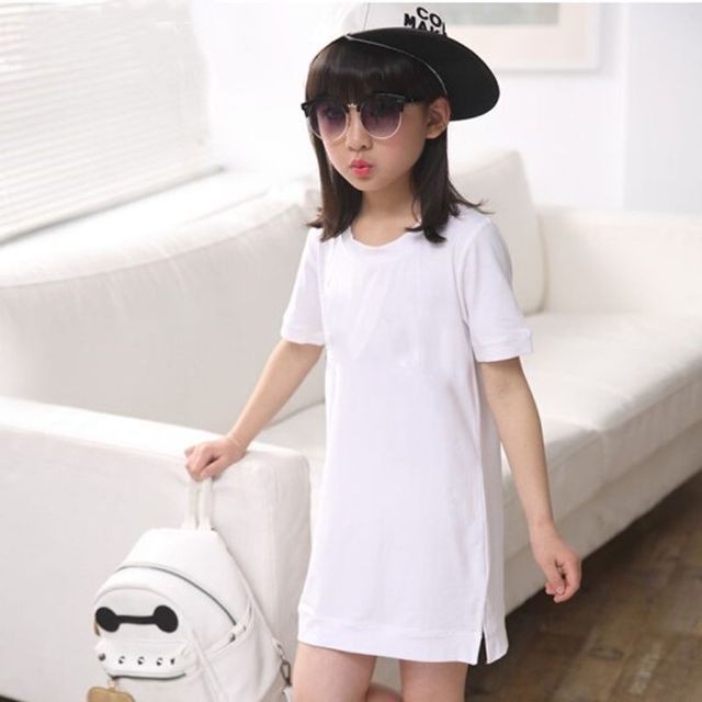 女の子 ロングtシャツ 半袖 白 110 160 Kids Closet