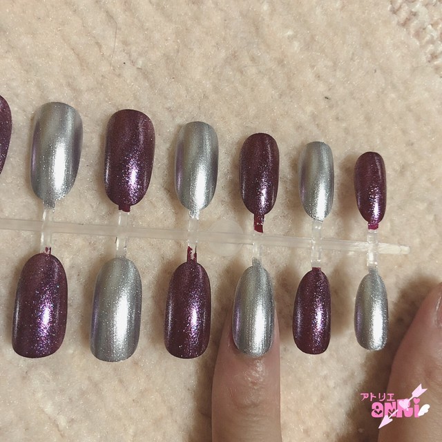 ミラーネイルシルバー うるてかネイル 10点セット 激安ネイルチップ まなおnail S