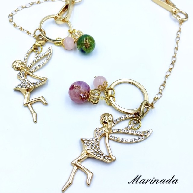 魔法の粉を振り撒く 妖精のオルゴナイト バッグチャーム Marinada