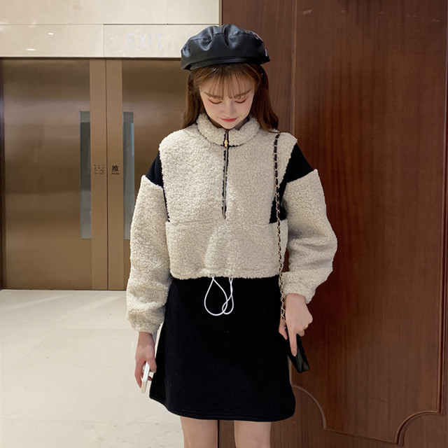 661 コスパ抜群な人気のボアトップスとキャミワンピースのセットアップ ブラック 海外のプチプラきれいめカジュアルレディースファッション Pakaian Lucu 海外のプチプラきれいめカジュアルレディースファッション Pakaian Lucu