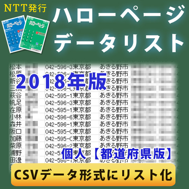 18年版 個人 都道府県版 電話帳データリスト ハローページ専門 電話帳データ激安堂