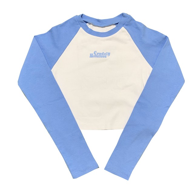【Crudely Hommes】Original Logo Cropped Raglan Sleeve Tops
