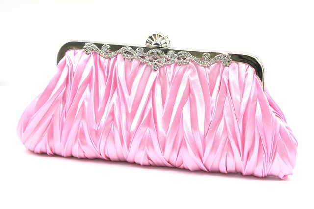 プリーツ パーティーバッグ 2way ショルダーバッグ ピンク Miaomyao