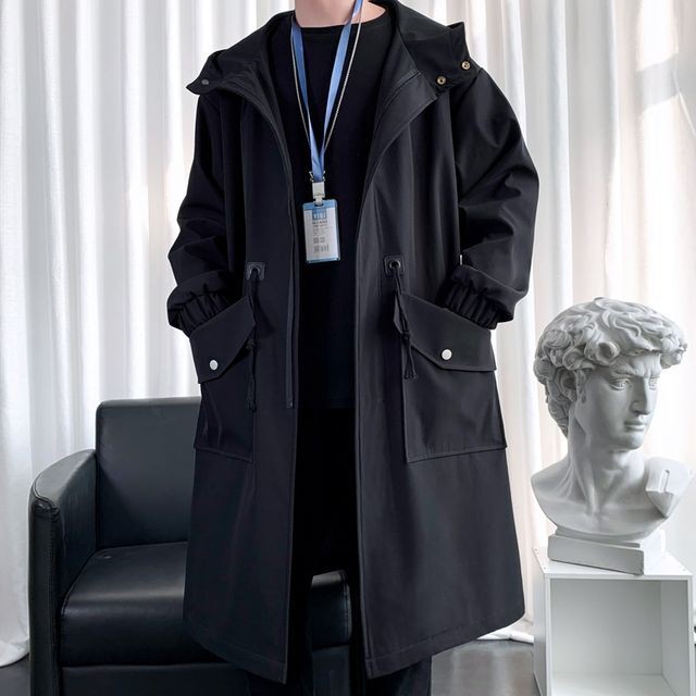 予約販売 モッズコート スリット ミディアム丈 春 アウター メンズ ブラック ベージュ こなれ感 お洒落 韓国トレンド 春 秋 M L Xl 2xl 3xl Favoriteselect