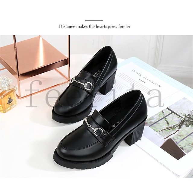 ローファー レディース ビジネスシューズ 美脚 厚底 ヒール 学生靴 撥水 幅広 コインローファー 革靴 黒 通学 通勤 3266 Lagy 韓国ファッション レディース メンズ 通販のお店