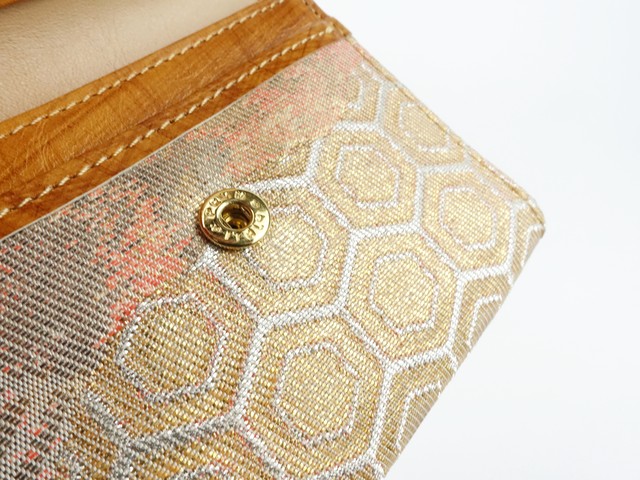 帯巻き三つ折りミニウォレット 着物帯とレザーの最も小さい大人可愛いコンパクト財布 Akihiro Kawai Leather Product