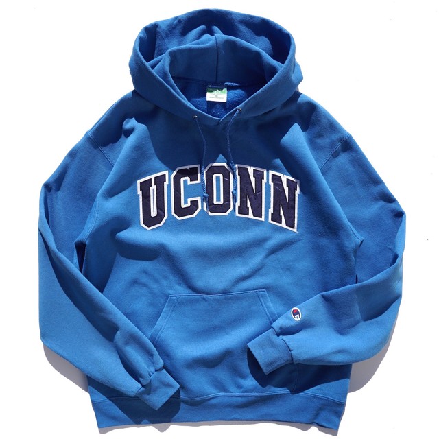 Champion Uconn コネチカット大学 カレッジレタード スウェットパーカ Eco Fleece 裏起毛 ブルー 表記 M チャンピオン Magnolia Webstore