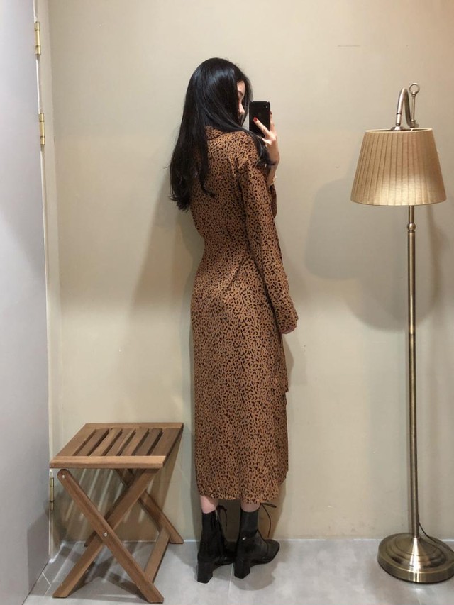ワンピース 大きいサイズ シャツワンピース レオパードワンピース ウエストマークワンピース 韓国デザイン 韓国ファッション オルチャン トレンド 春服 春新作 新作 新作ワンピース ワンピース 大きいサイズ シャツワンピース レオパードワンピース ウエストマーク