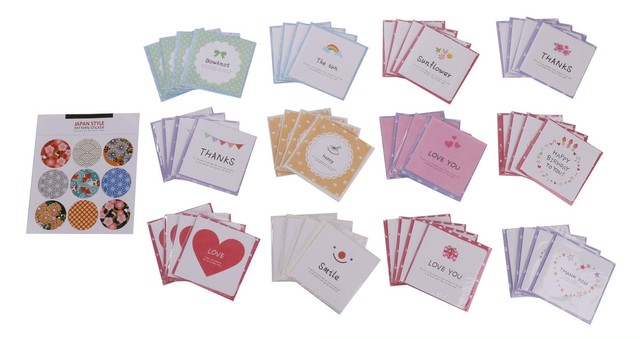 ミニ メッセージ カード 48枚 シール 多目的 誕生日 カード グリーティングカード 手紙 封筒 付 送料無料 Mmk L75 輸入雑貨のお店 ハッピーセレクション マインド ワン