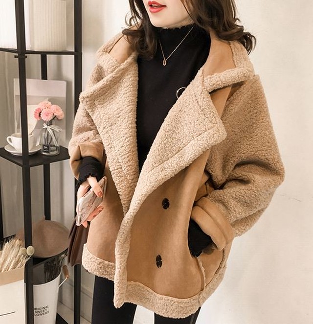 秋冬 ボア ジャケット フェイクムートン コート 3color 韓国 オルチャン Cocotown