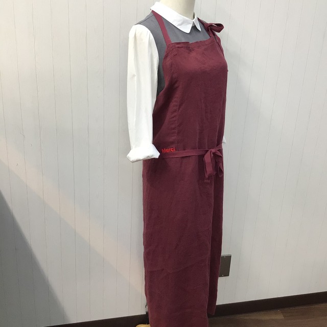 Merci エプロン ワインレッド 7