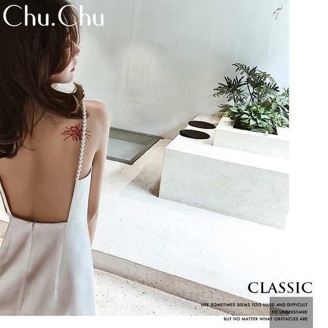 肩紐パールストラップ シンプル無地ワンピース 中国 韓国の輸入ドレス専門店 Chu Chu シュシュ