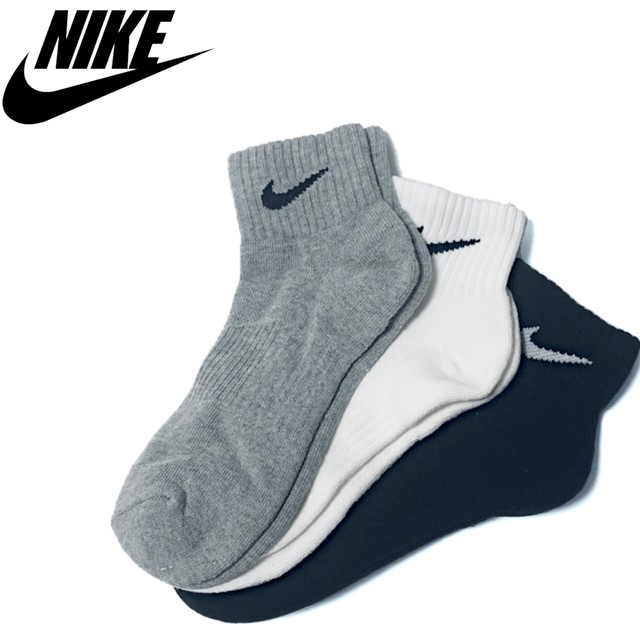 Nike ナイキ アンクル クッション クォーター ソックス 3カラーセット くるぶし 靴下 レディース メンズ ユニセックス スニーカー スポーツ ウェア 靴 黒 白 グレー Mmmc
