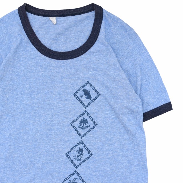 Eur vtg MARTINQUE print ringer T-shirt