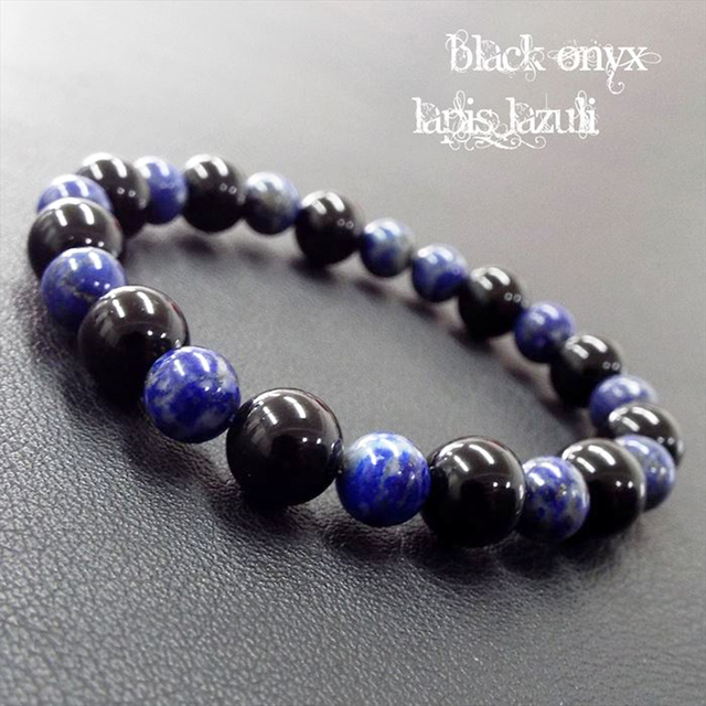 ☆大人気☆【成功への近道】天然石オニキス&ラピスラズリ サクセスブレスレットⅠ for men(10mm)
