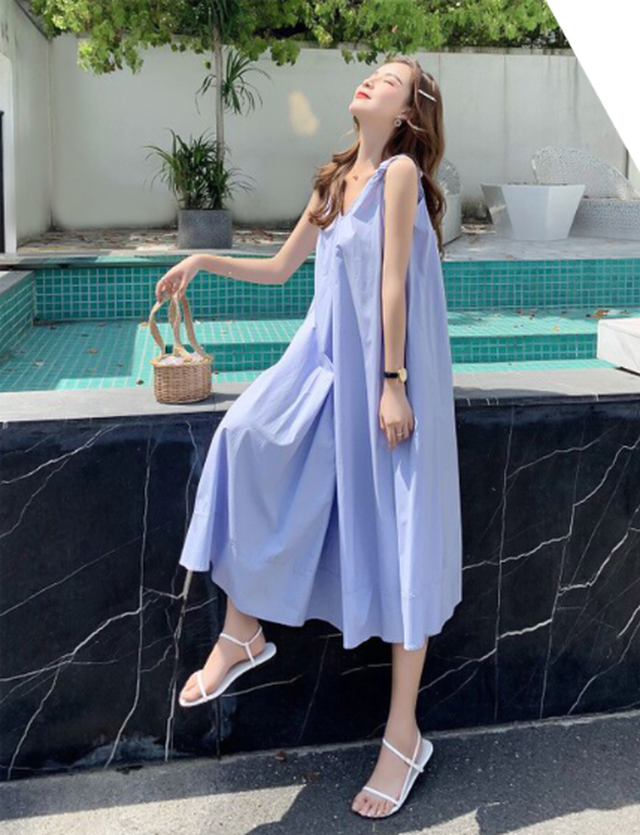 ふんわりシルエット ノースリーブフレアワンピース ワンピース レディース ノースリーブ 深vネック フレア ロング マキシ キャミソール エレガント カジュアル Aライン サマー ワンピ 春 夏 代 30代 40代 送料無料 韓国レディース キッズファッション