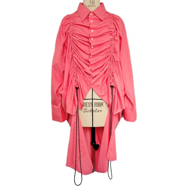 ドローコードシャツワンピース コーラルピンク Betty S Wardrobe ベティズ ワードローブ