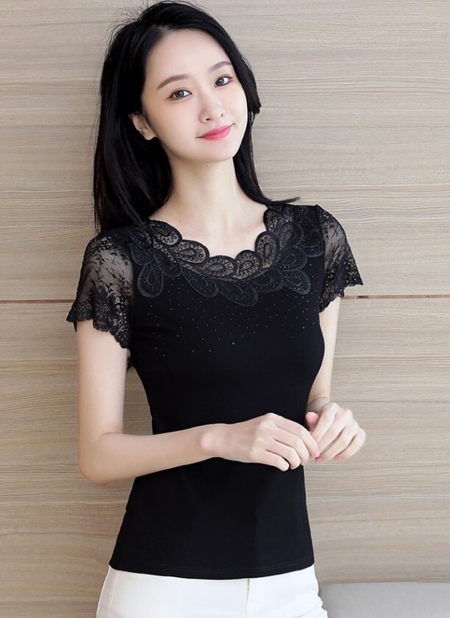 Tシャツ レディース レース インナー シャツ レディース 大きいサイズ 半袖 ラウンドネック リーフ ガーリー Ab1915 Valentina210 Tシャツ レディース レース インナー シャツ レディース 大きいサイズ 半袖 ラウンドネック リーフ ガーリー Ab1915 Valentina210